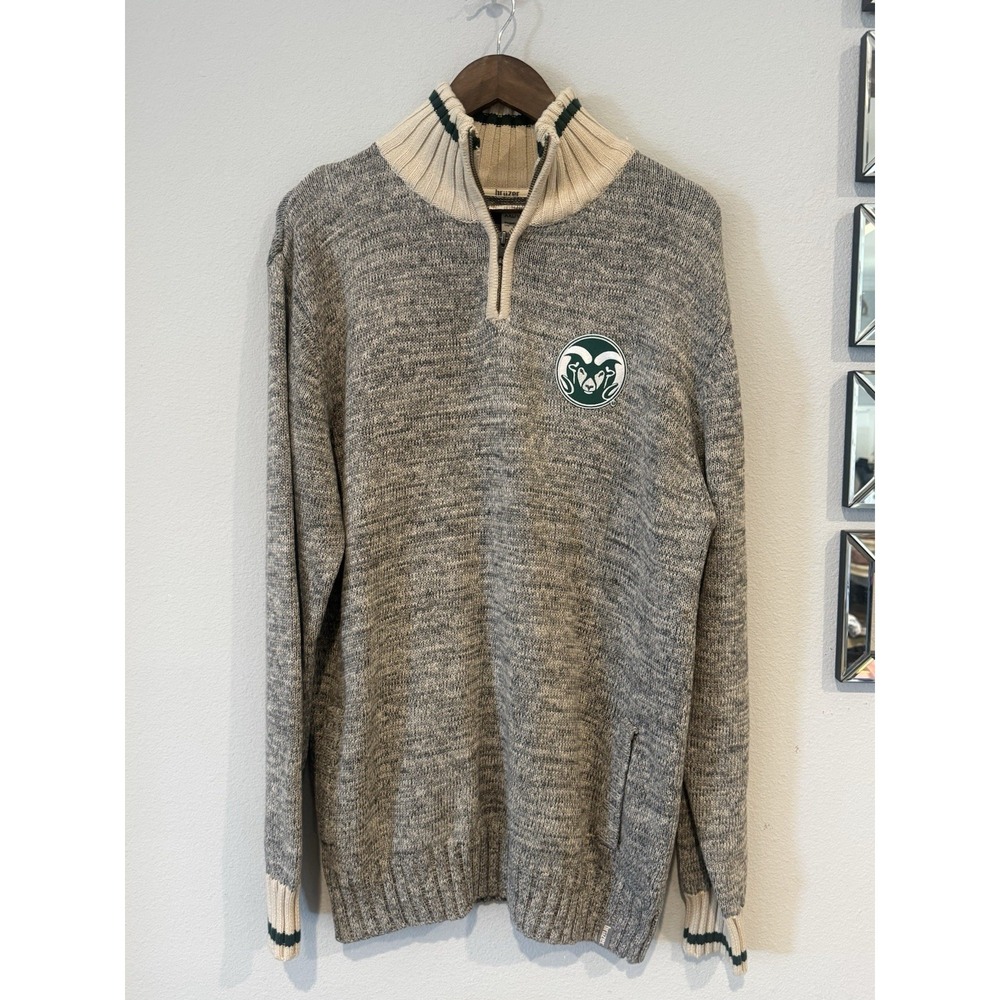 Bruizer Colorado State Rams 1/4 Zip Knit Sweater Gray Cotton XXL NCAA Pullover